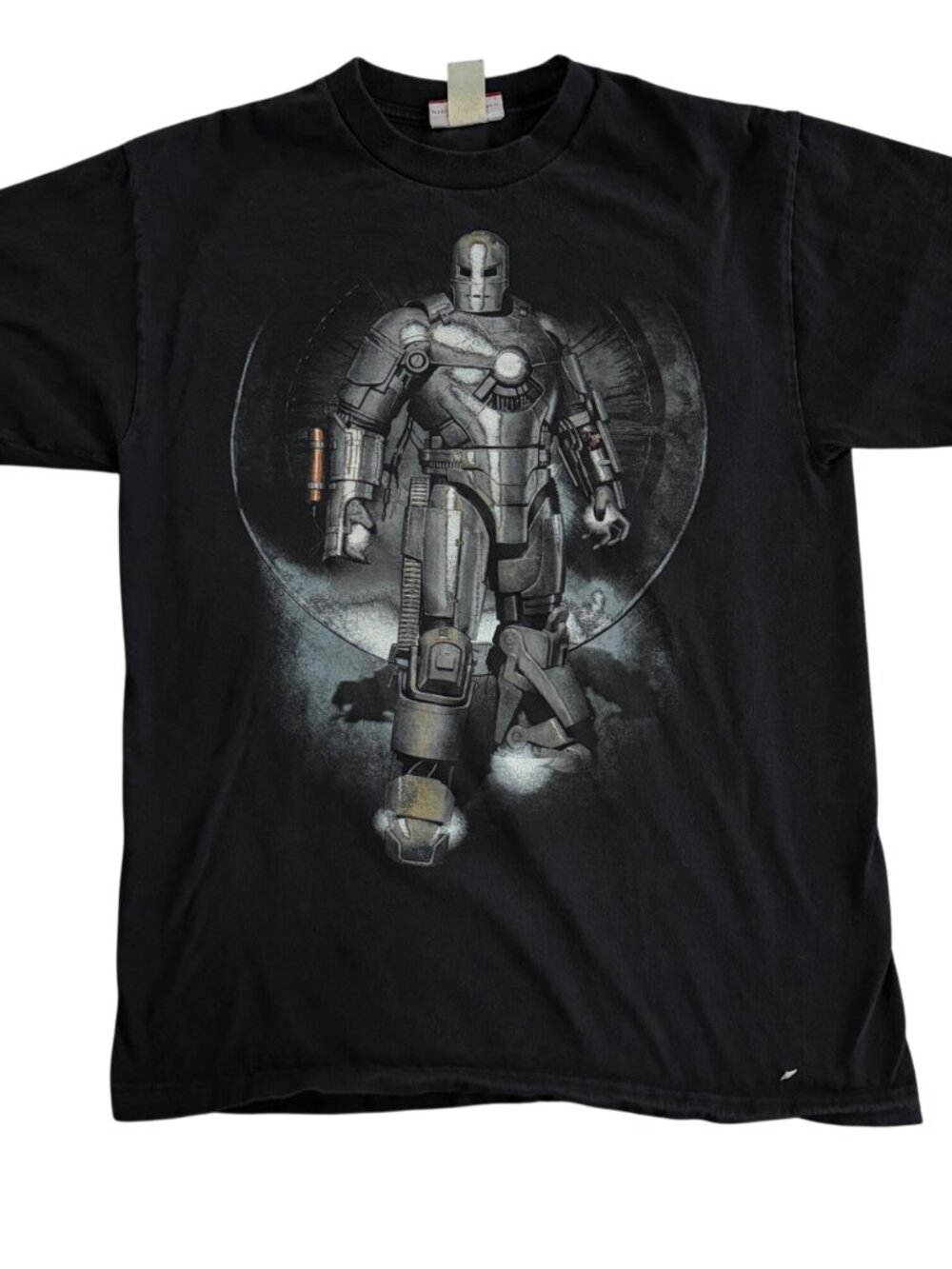 Vintage Iron Man Graphic T-Shirt Black Short Sleeve Crewneck Cotton